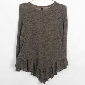 Nu LaBel Peplum Drop Waist Speckled Scoop Neck Long Sleeve Top Like New Small